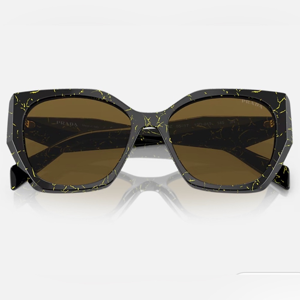 NWOT PRADA PR 19ZSF Asian Fit Black/Yellow Marble